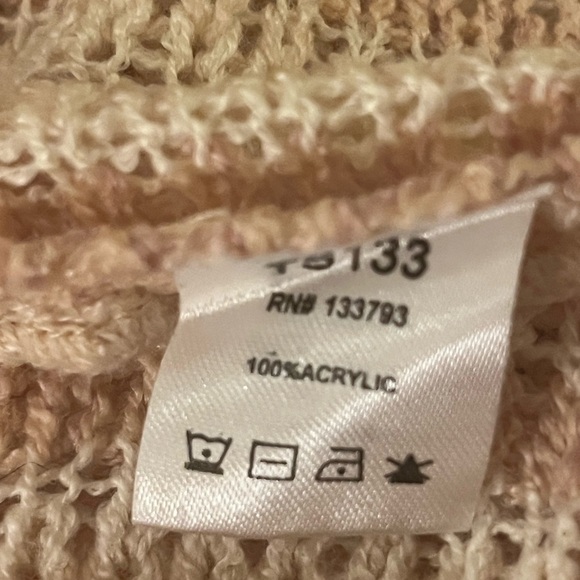 POL Pink and White Striped Lightweight Open Knit Sweater, Large - Picture 7 of 7